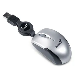 Genius Myš Micro Traveler V2, 1200DPI, optická, 3tl., drôtová USB, strieborná, Micro
